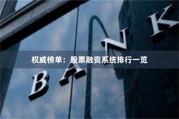 权威榜单：股票融资系统排行一览