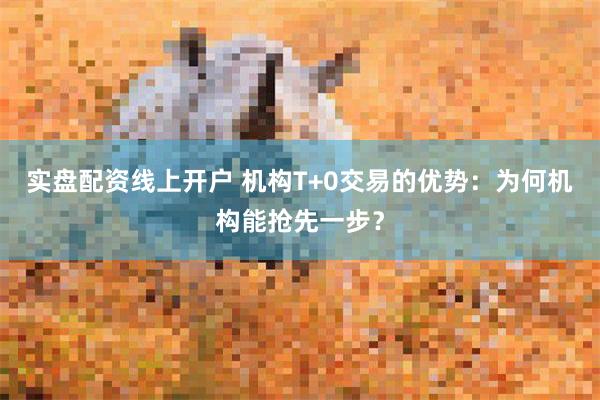 实盘配资线上开户 机构T+0交易的优势：为何机构能抢先一步？