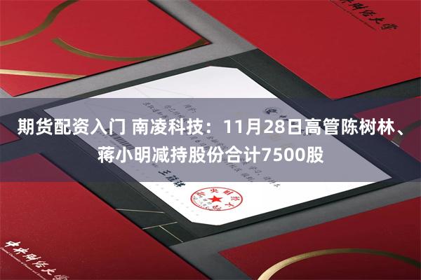 期货配资入门 南凌科技：11月28日高管陈树林、蒋小明减持股份合计7500股
