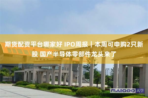 期货配资平台哪家好 IPO周报｜本周可申购2只新股 国产半导体零部件龙头来了