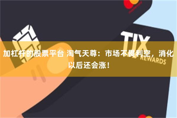 加杠杆的股票平台 淘气天尊：市场不畏利空，消化以后还会涨！
