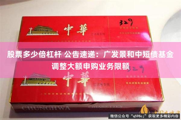 股票多少倍杠杆 公告速递：广发景和中短债基金调整大额申购业务限额