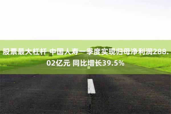 股票最大杠杆 中国人寿一季度实现归母净利润288.02亿元 同比增长39.5%