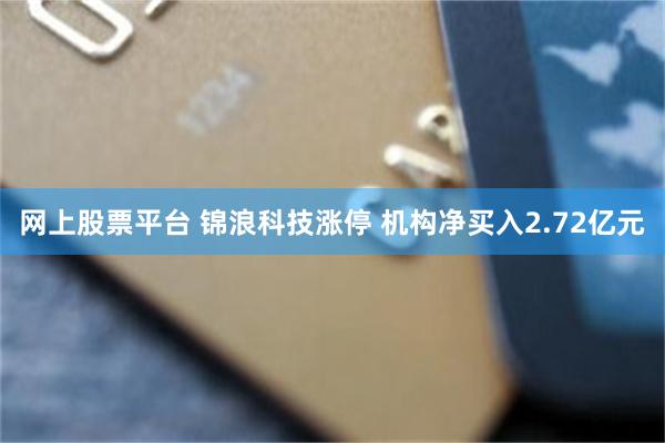 网上股票平台 锦浪科技涨停 机构净买入2.72亿元